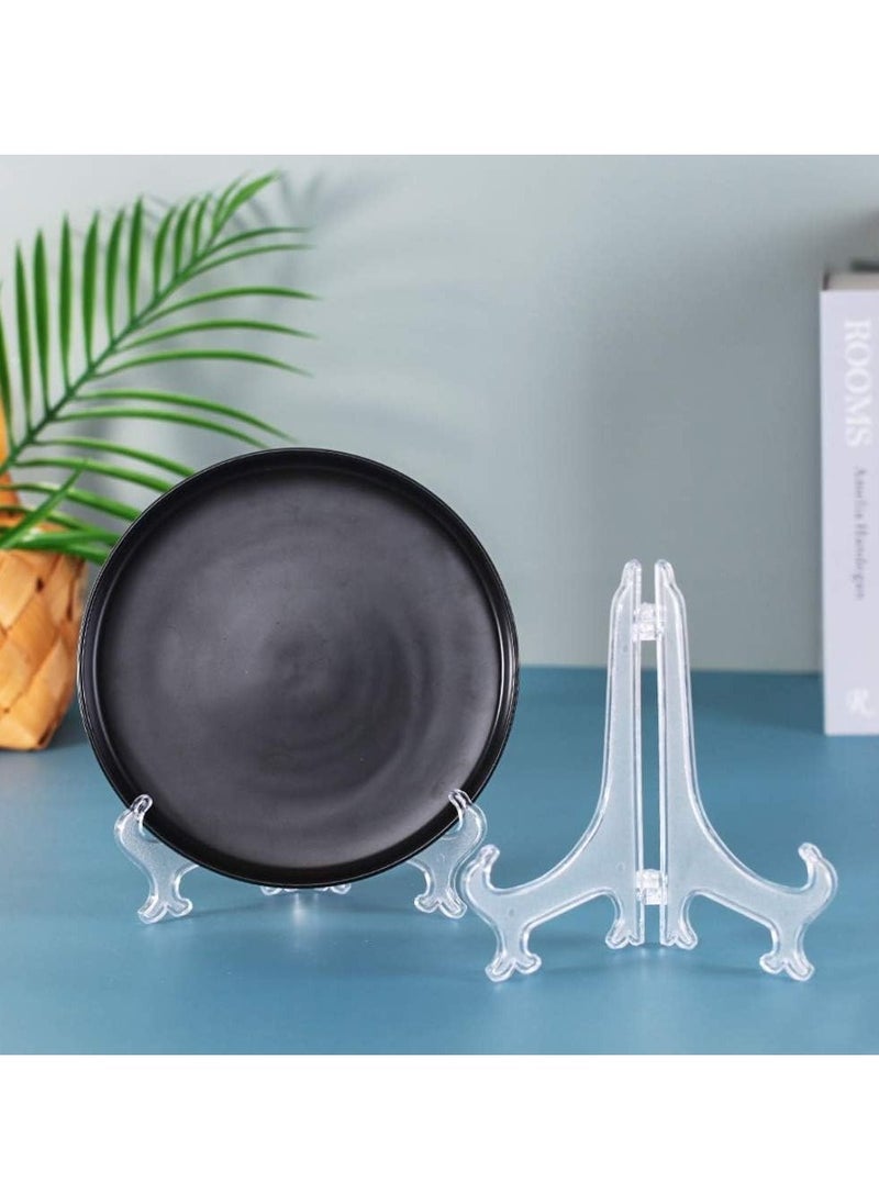 SYOSI 12 Pieces Plastic Easel Stands Plate Stands Holders, Picture Easel Stand Clear for Display Picture Frame Collectibles Desktop Weddings Party Home Decoration  - Image 2