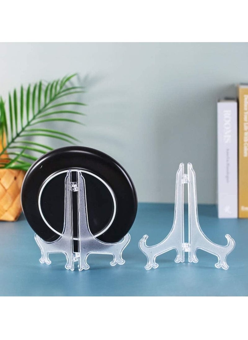 SYOSI 12 Pieces Plastic Easel Stands Plate Stands Holders, Picture Easel Stand Clear for Display Picture Frame Collectibles Desktop Weddings Party Home Decoration  - Image 3