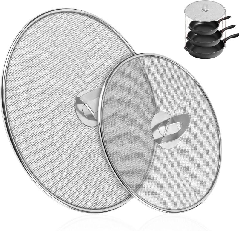 Splatter Screen: 18/8 Stainless Steel Ultra Fine Mesh Rust Free Foldable Grease Splatter Guard - No Oil Mess No Burns Kitchen Shield for Stove Top Frying - Image 1