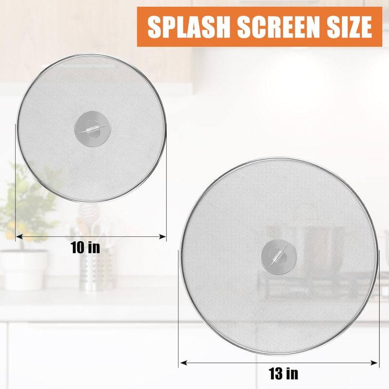 Splatter Screen: 18/8 Stainless Steel Ultra Fine Mesh Rust Free Foldable Grease Splatter Guard - No Oil Mess No Burns Kitchen Shield for Stove Top Frying - Image 2