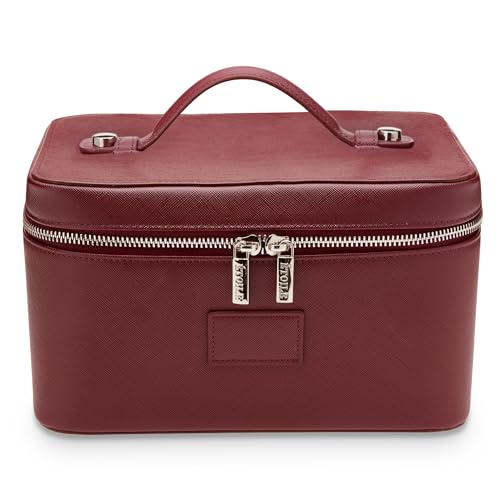 ETOILE Vanity Case Burgundy Stylish Travel Makeup Bag Organizer with Dividers - Image 1