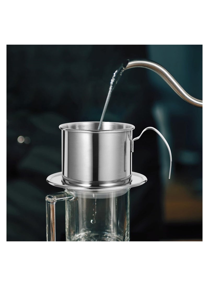 Excefore Vietnamese Coffee Filter Set, Pour Over Vietnamese Coffee Dripper, Stainless Steel Traditional Drip Coffee Reusable Filter Cup, Filter Paper Free Portable Coffee Maker for Office Home - Image 2