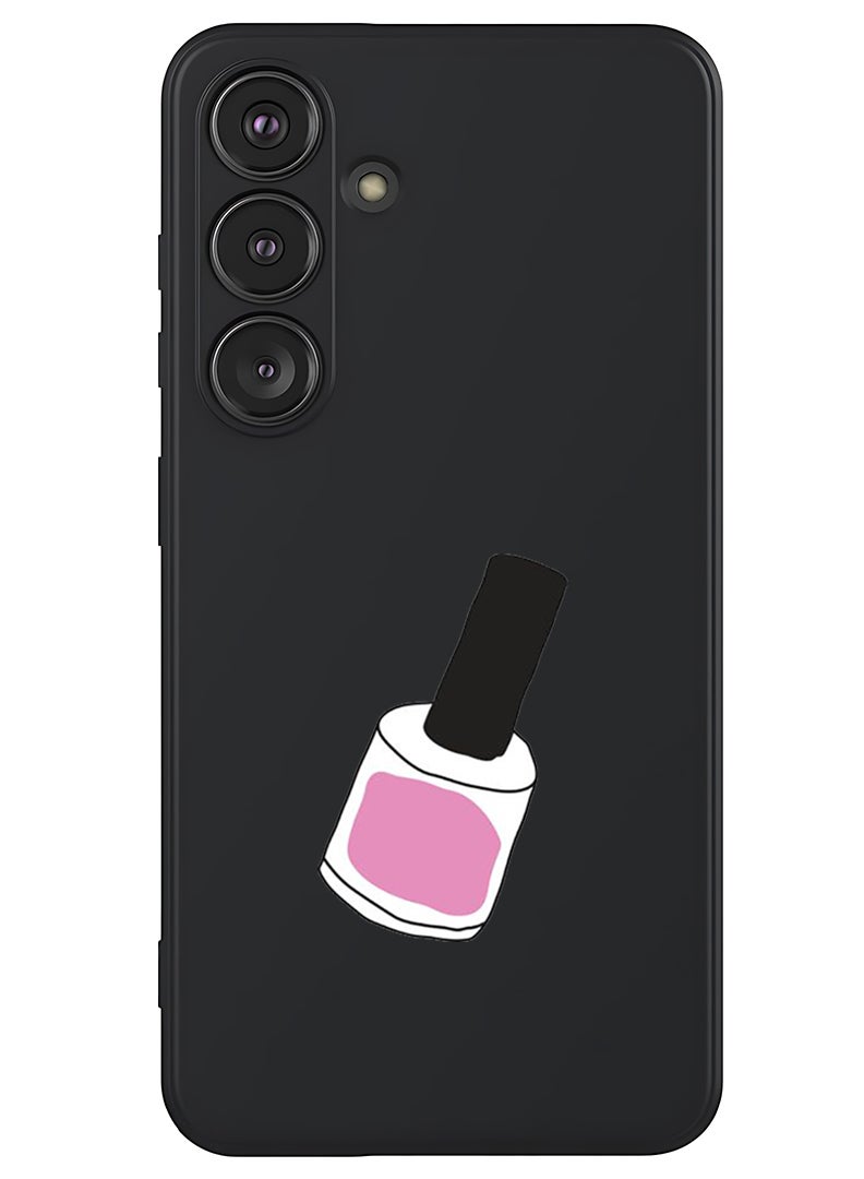 Theodor Protective Slim Fit Case Liquid Silicone Cover with Full Body Protection Anti-Scratch Shockproof Case For Samsung Galaxy S25 (Black) - Nail Paint 1 - Image 1