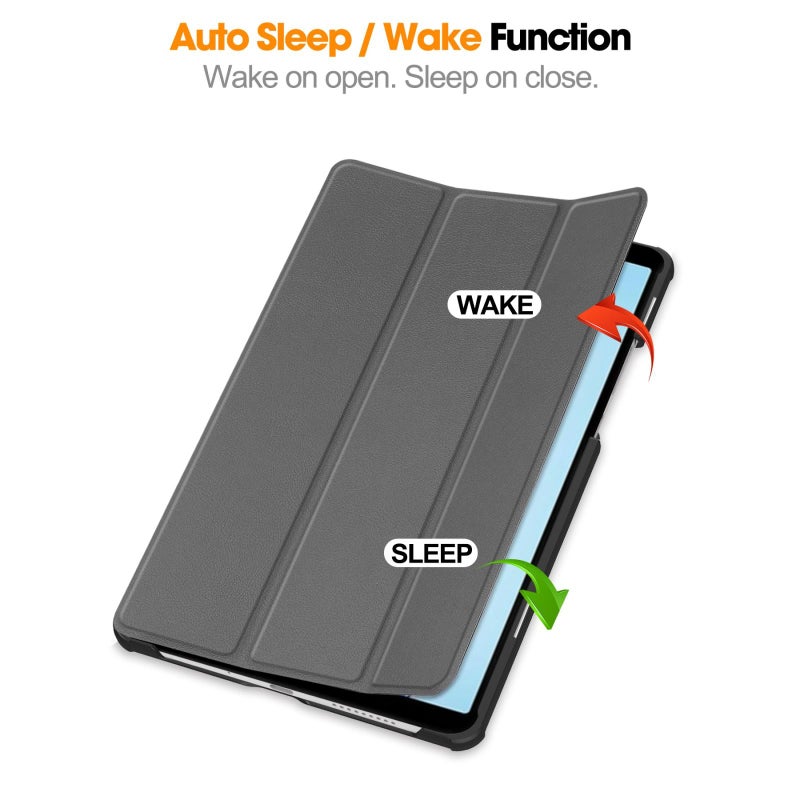 erorex For Honor Pad X7 2025 Custer Texture 3-Fold Holder Leather Smart Tablet Case(Grey) - Image 5