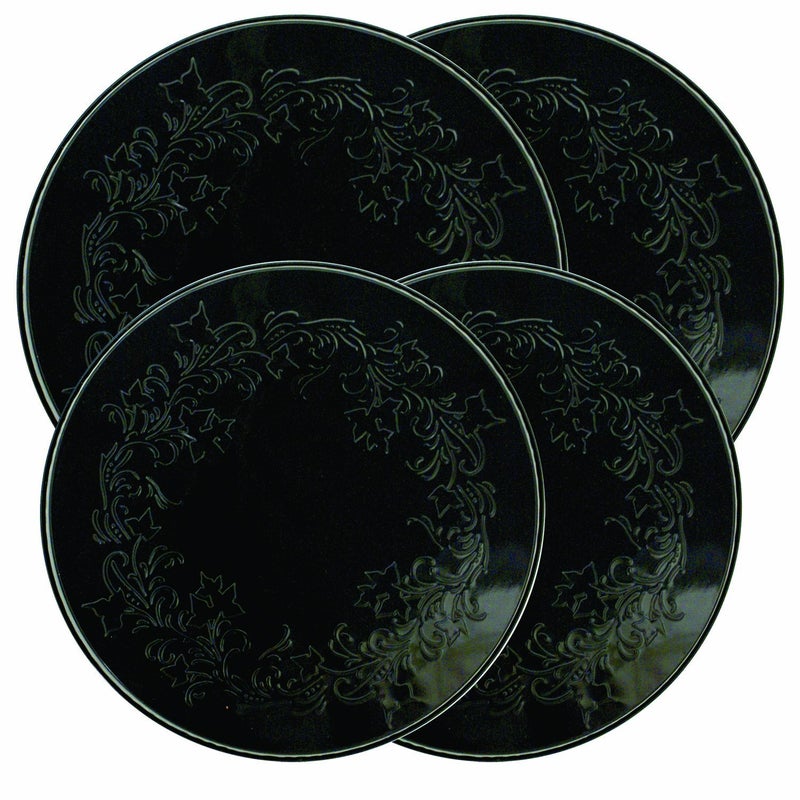 Range Kleen 4 Pack Round Ivy Embossed Black Burner Kovers With 2 Small 85 Inch and 2 105 Inch