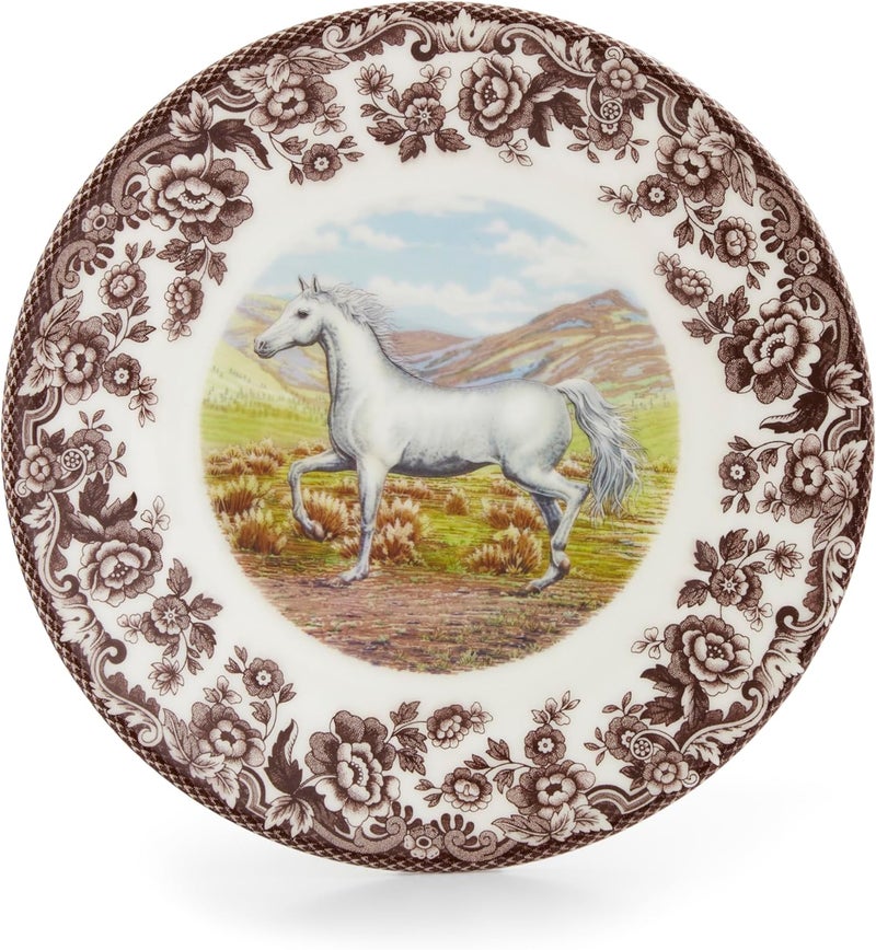 Spode Spode Woodland Salad Plate Horse  8 Inch  Hunting Cabin Lodge and Cottage Dcor  Made in England from Fine Earthenware  Microwave and Dishwasher Safe Arabian Horse  - Image 1