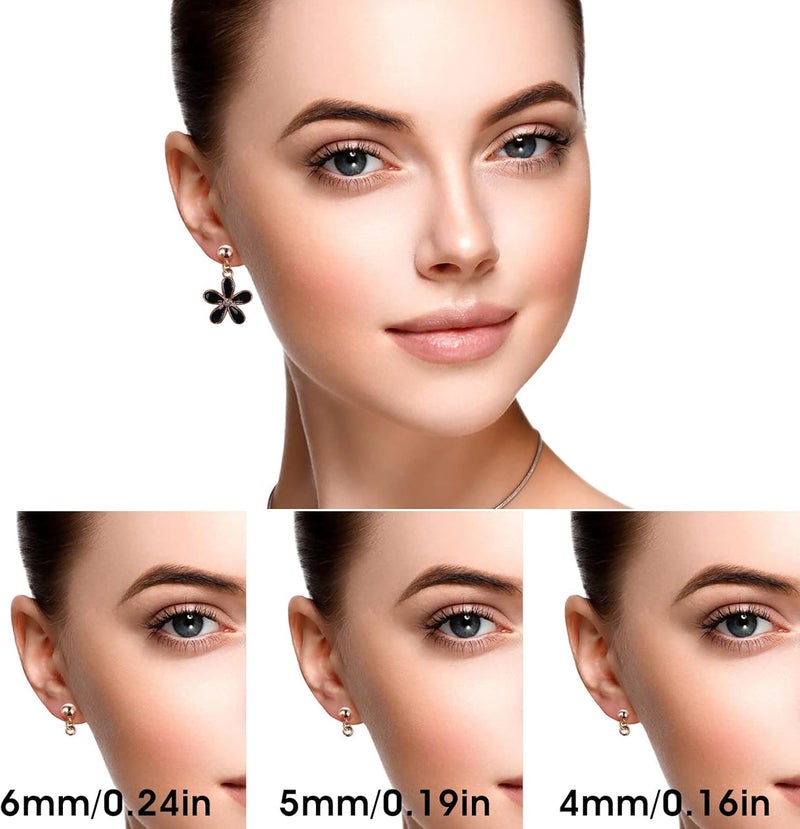 klarako 180 PCS Ball Post Earring Stud with 200 PCS Butterfly Earring Backs with Loop Ball Gold Plated Earring Studs for DIY Jewelry Making Findings, 4 MM 5 MM 6 MM (Silver&Gold) - Image 4