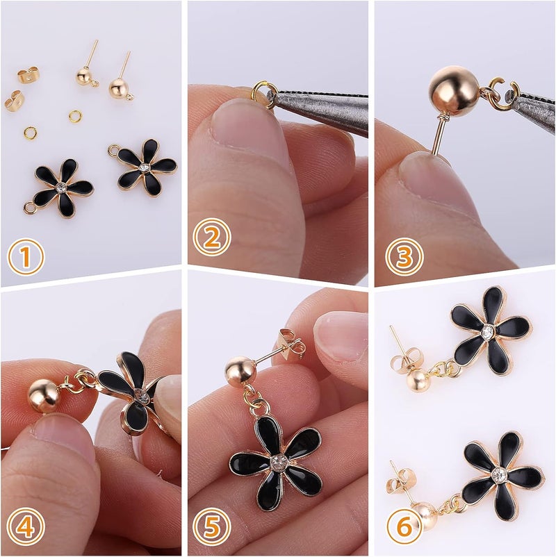 klarako 180 PCS Ball Post Earring Stud with 200 PCS Butterfly Earring Backs with Loop Ball Gold Plated Earring Studs for DIY Jewelry Making Findings, 4 MM 5 MM 6 MM (Silver&Gold) - Image 3