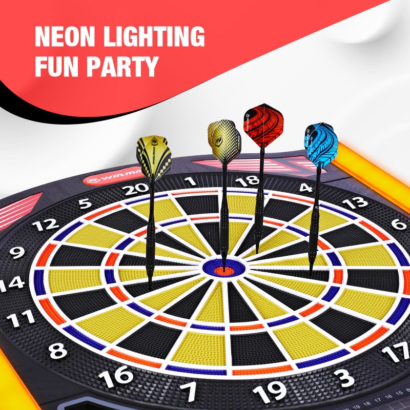 win.max Electronic Dart Board with LED Sidelamp, Laser Toe Line, Digital Electronic Soft Tip Dartboard Set, Over 350 Variations, Suitable for Batteries/Adapters (New Side Light) - Image 3