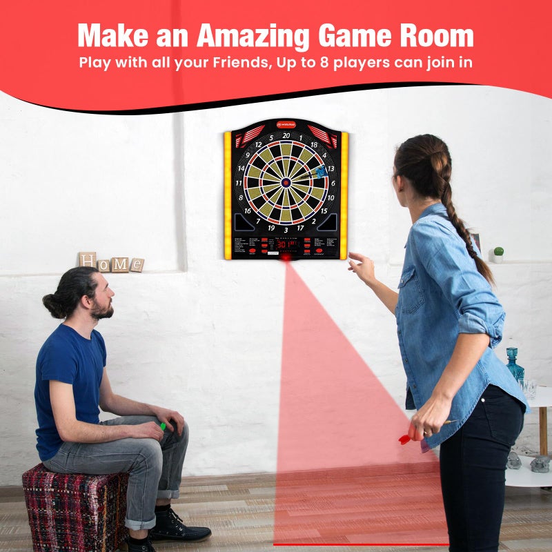 win.max Electronic Dart Board with LED Sidelamp, Laser Toe Line, Digital Electronic Soft Tip Dartboard Set, Over 350 Variations, Suitable for Batteries/Adapters (New Side Light) - Image 4