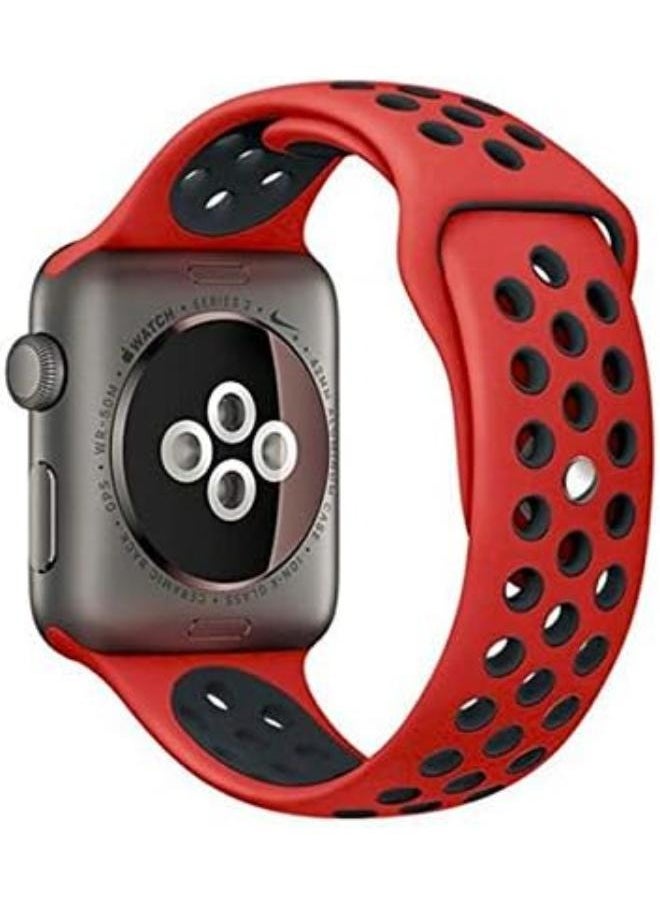ROCKROSE - Starry Night Silicone Band for Apple Watch 42/44mm – Black & Red - Image 1