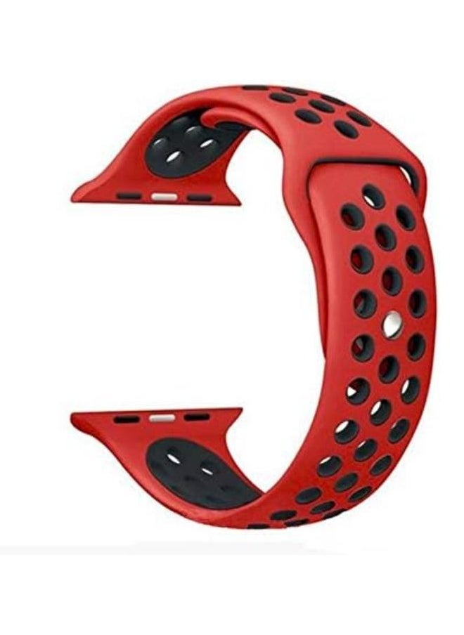 ROCKROSE - Starry Night Silicone Band for Apple Watch 42/44mm – Black & Red - Image 1