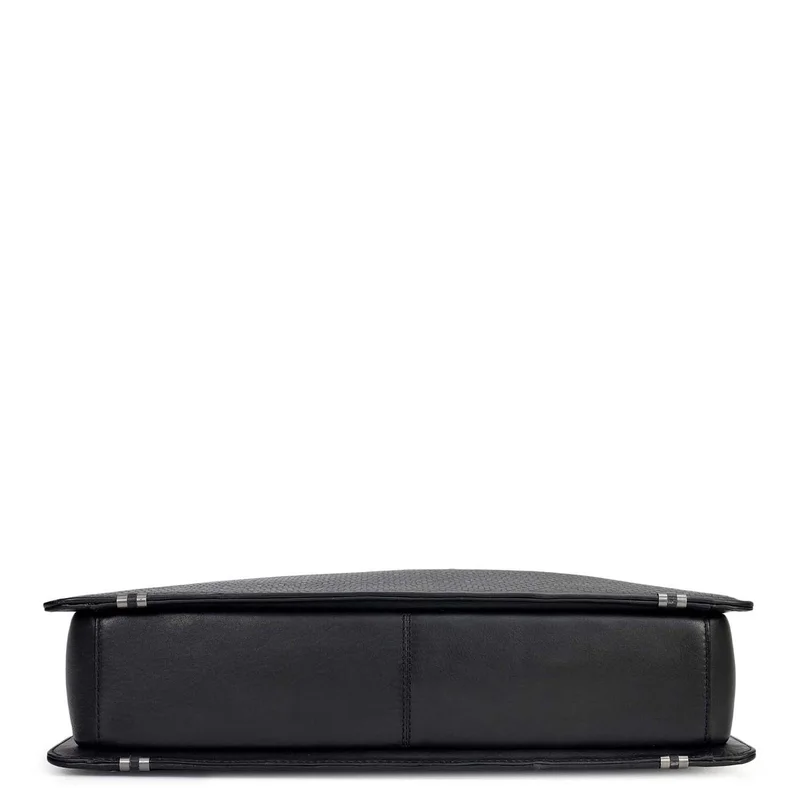 Da Milano  Mat Emboss Plain Leather Laptop Bag - Black  | Best Price UAE