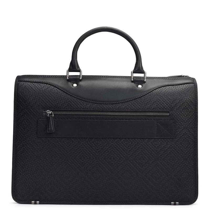 Da Milano  Mat Emboss Plain Leather Laptop Bag - Black  | Best Price UAE