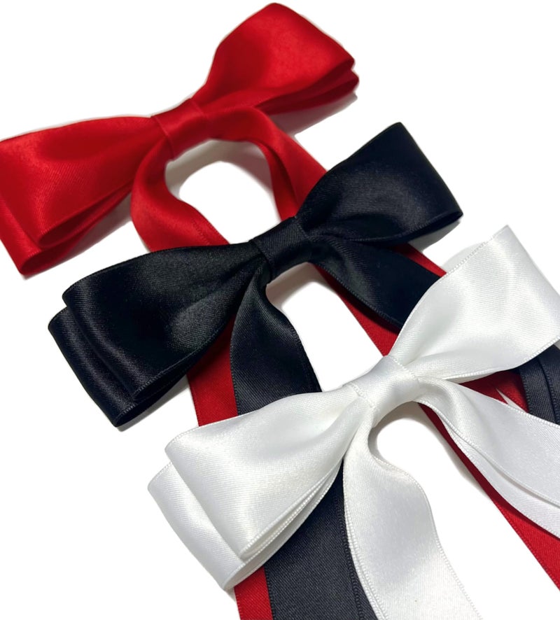 Tobeffect Cute Hair Accessories: Bow Clips, Ribbon Barrettes with Tassels, and Hair Bows for Women in Black and Red - Image 3