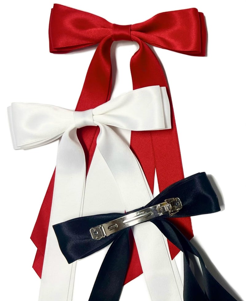 Tobeffect Cute Hair Accessories: Bow Clips, Ribbon Barrettes with Tassels, and Hair Bows for Women in Black and Red - Image 2