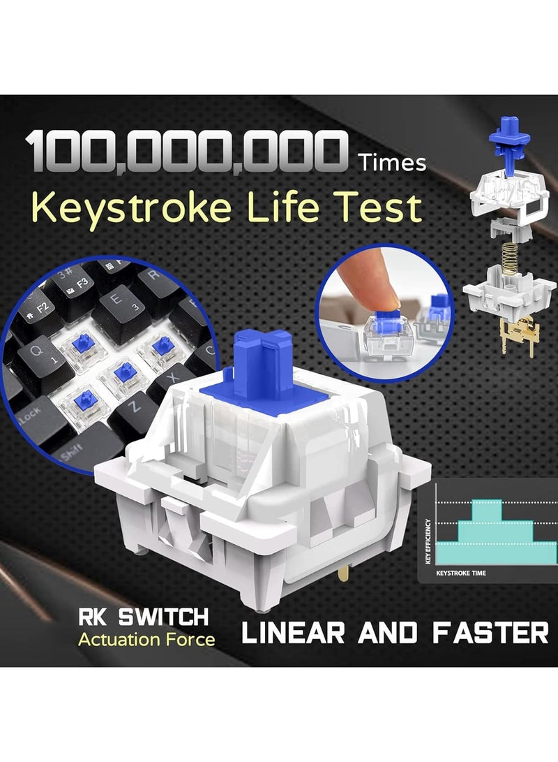 م.ا & ف'س لوحة مفاتيح ميكانيكية Infino® Wireless Bluetooth Tri-Mode (2.4G/Bluetooth/USB-C)، دعم متعدد المنصات (Windows/Mac/Linux/Tablet)، لوحة مفاتيح ألعاب قابلة لإعادة الشحن ذات 61 مفتاحًا بإضاءة خلفية RGB باللون البني - Image 2