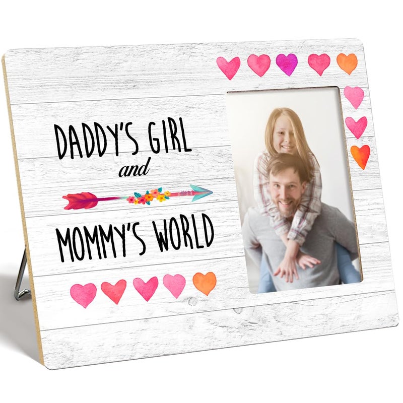 OTINGQD Daughter Picture FrameDaddys Girl and Mommys World Wooden Photo Frame for Tabletop Wall DisplayDaughter Gift from Mom DadChirstmas Graduation Gift Z353
