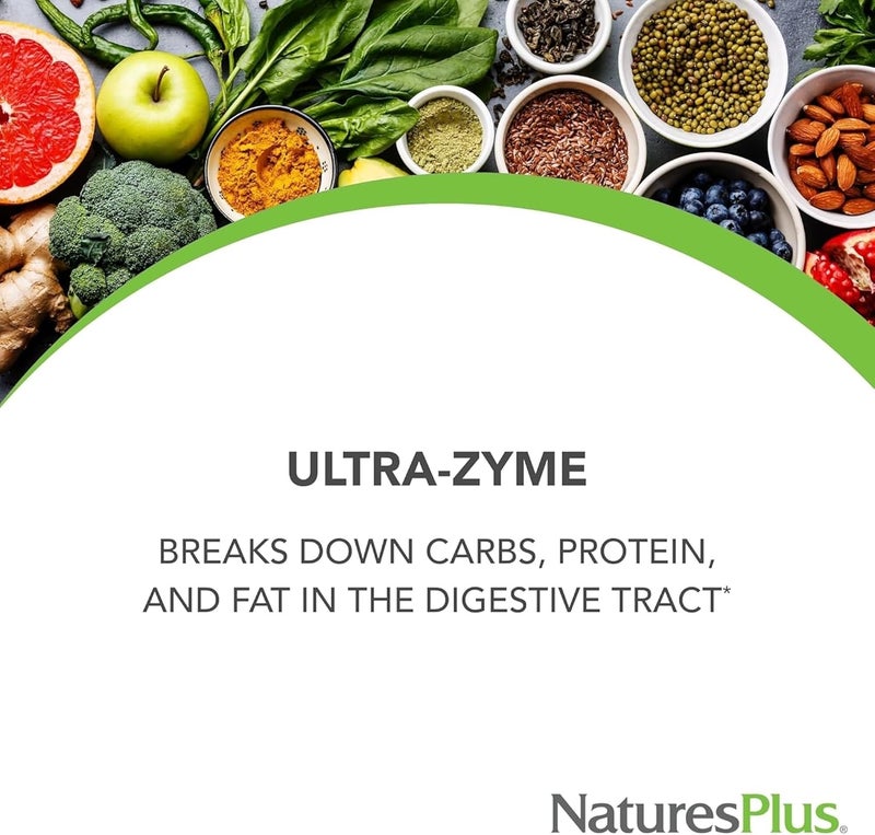 Natures Plus NaturesPlus UltraZyme 120 mg Ox Bile Pancreatin Betaine HCl Bromelain Lactase and Probiotic Complex Maximum Strength Digestive Enzyme Supplement 90 Tablets - Image 3