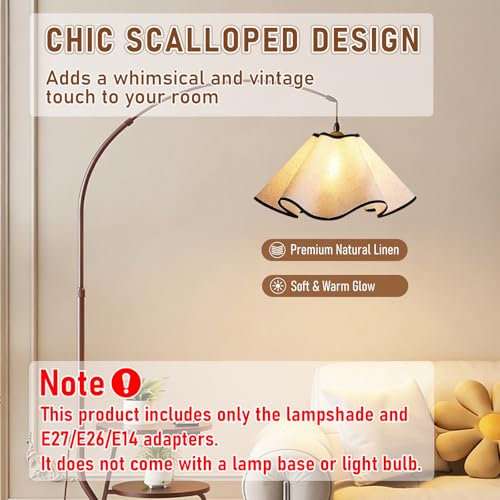YITIAOYU Small Scalloped Table Lamp Shades Petal Lamp Shade for Table Lamps Floor Lamps bedside lamp and Pendant Light UNO Fitter for E27 E26 and E14 Base Linen 35 15 7 inch 1 Pack - Image 3