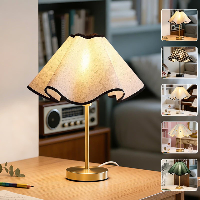 YITIAOYU Small Scalloped Table Lamp Shades Petal Lamp Shade for Table Lamps Floor Lamps bedside lamp and Pendant Light UNO Fitter for E27 E26 and E14 Base Linen 35 15 7 inch 1 Pack - Image 2