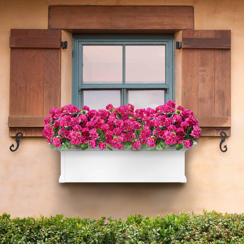 HyeFlora Artificial Geranium Fake Flowers for Outdoors Decoration, 6 Bundles Silk Geraniums Flower UV Resistant Look Real Faux Plants for Outside Planter Front Door Garden Patio Balcony Yard Home, Fuchsia - Image 3