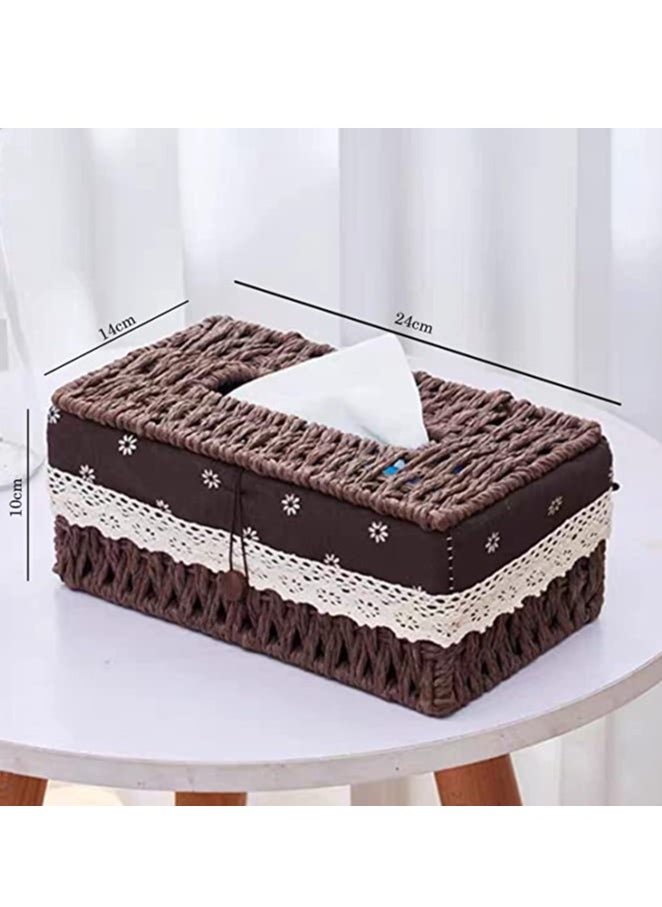 HOME TASTE TOMSUN Rattan Tissue Box Paper Towel Organizer Decorative Napkin Dispenser for Countertop Office Home Decor  - Image 2