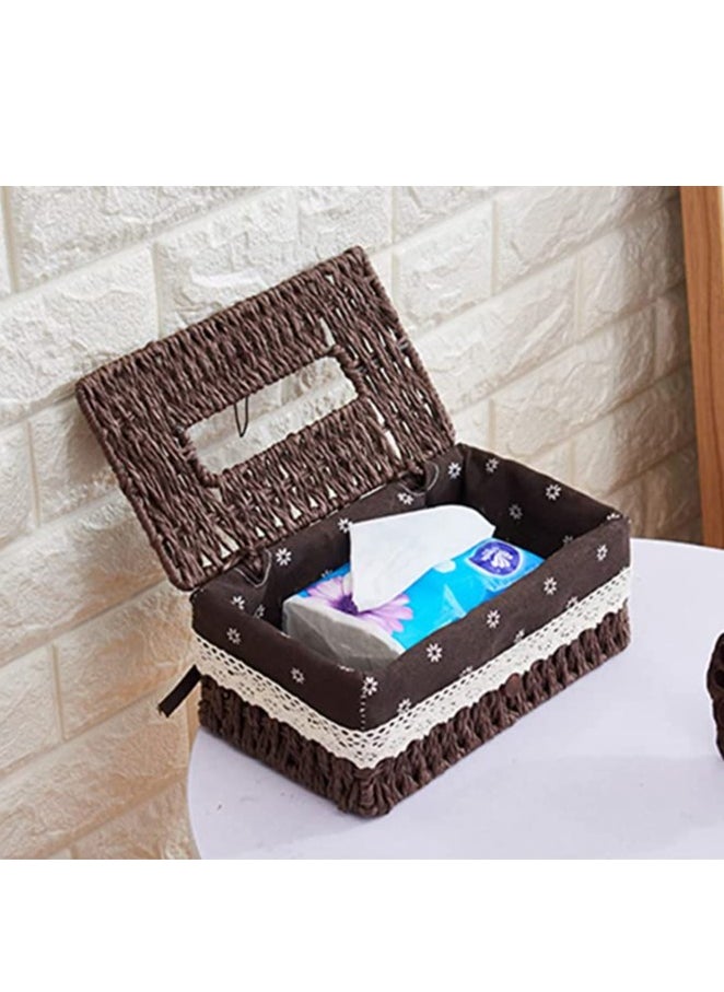 HOME TASTE TOMSUN Rattan Tissue Box Paper Towel Organizer Decorative Napkin Dispenser for Countertop Office Home Decor  - Image 4