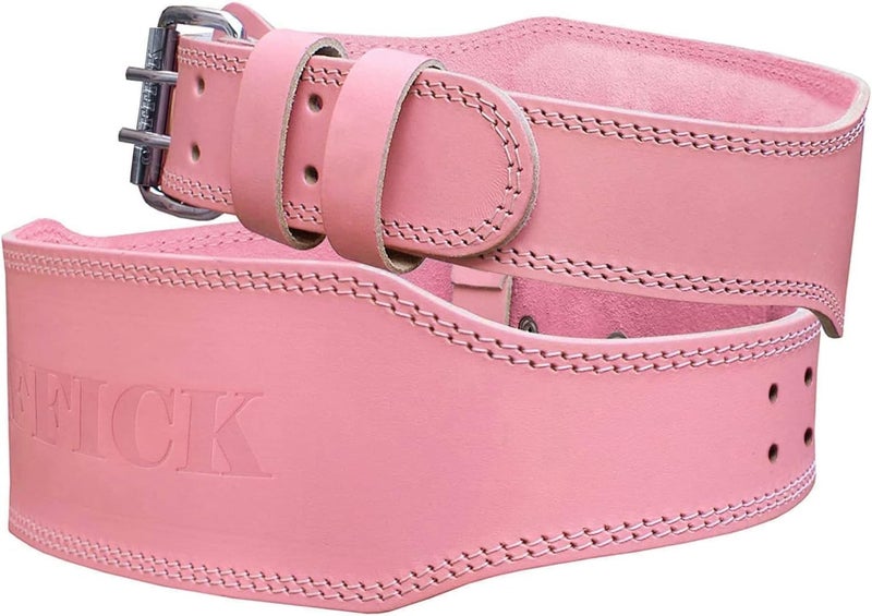 Jaffick Weight Lifting Belt For Ladies (4" Wide) - 100% Pink Leather Gym Belts Lower Waist Back Support For Women Men Fitness Squat Deadlift Heavy Duty Cross Training Gym Powerlifting Workout - Image 1