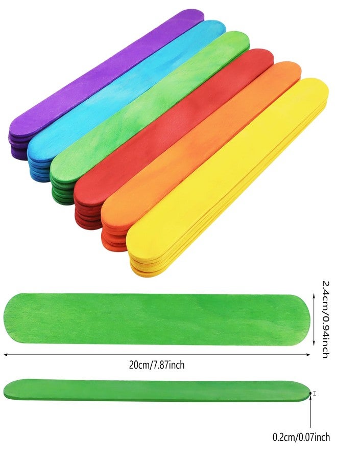 KTOJOY 8 Inch 60 Pcs Colored Jumbo Wooden Craft Sticks Wooden Popsicle Colored Craft Sticks Stick 0.94”Wide Treat Sticks Ice Pop Sticks for DIY Crafts，Home Art Projects, Classroom Art Supplies - Image 2
