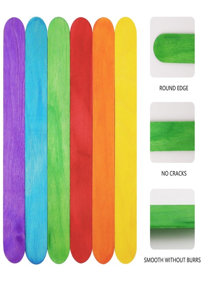 KTOJOY 8 Inch 60 Pcs Colored Jumbo Wooden Craft Sticks Wooden Popsicle Colored Craft Sticks Stick 0.94”Wide Treat Sticks Ice Pop Sticks for DIY Crafts，Home Art Projects, Classroom Art Supplies - Image 3