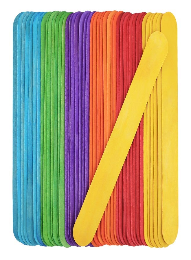 KTOJOY 8 Inch 60 Pcs Colored Jumbo Wooden Craft Sticks Wooden Popsicle Colored Craft Sticks Stick 0.94”Wide Treat Sticks Ice Pop Sticks for DIY Crafts，Home Art Projects, Classroom Art Supplies - Image 1