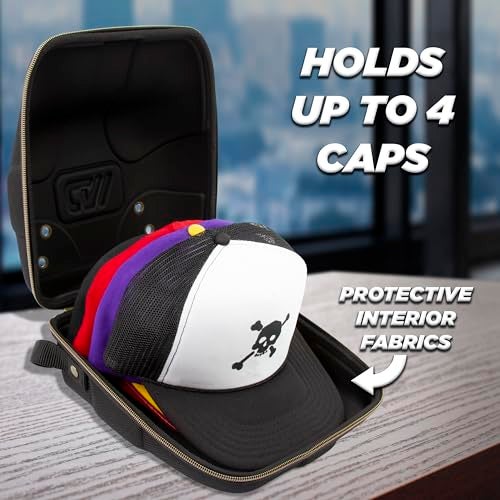 CASEMATIX Hat Travel Case for up to 3 Baseball Caps with Crush-Resistant Hard Shell Outer, Metal Travel Carabiner and Comfortable Handle - Portable Hat Case Carrier for Travel and Hats Storage - Image 2