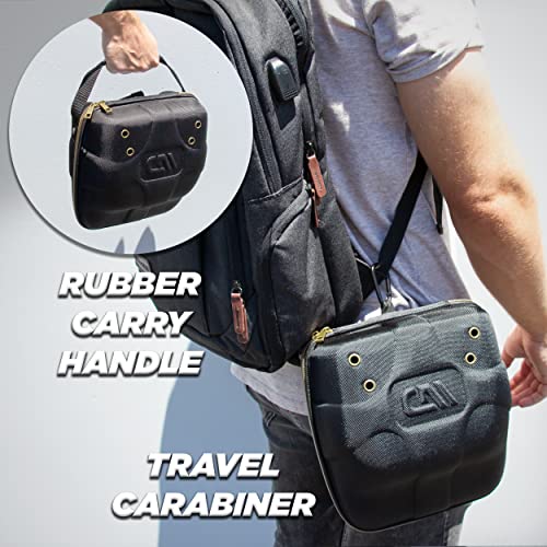 CASEMATIX Hat Travel Case for up to 3 Baseball Caps with Crush-Resistant Hard Shell Outer, Metal Travel Carabiner and Comfortable Handle - Portable Hat Case Carrier for Travel and Hats Storage - Image 5