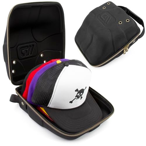 CASEMATIX Hat Travel Case for up to 3 Baseball Caps with Crush-Resistant Hard Shell Outer, Metal Travel Carabiner and Comfortable Handle - Portable Hat Case Carrier for Travel and Hats Storage - Image 1