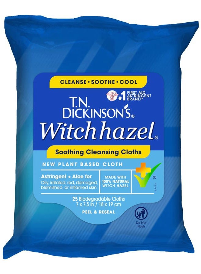T.N. Dickinson's مناديل تنظيف متعددة الاستخدامات من هازل الساحرة الجديدة، واضحة، 25 قطعة - Image 1