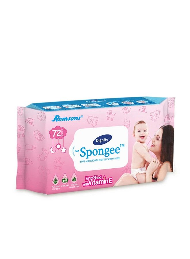 dignity Spongee Baby Wet Wipes 150 X 200 Mm 72 Wipes Pack (White 864 Wipes)Pack Of 12 - Image 4