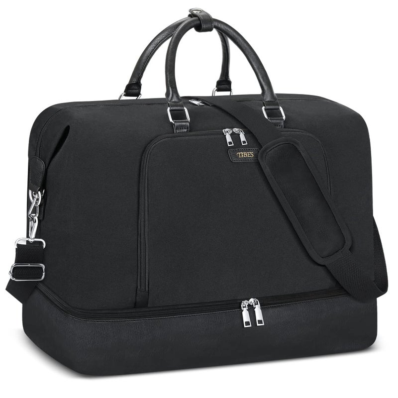 TIBES Travel Weekender Bag for Women, 21" Overnight Bag with Shoe Compartment 50L Large Travel Duffel Bag Carry On Tote for Weekend, Overnight, Business Trips, Water Resistant - Image 1