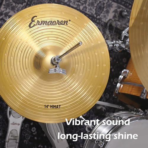 Ermaoren Cymbal Pack, 5 Pieces Drum Cymbals Set,14" Hi Hat Cymbals, 16" Crash and 18" Crash Cymbals, 20" Ride Cymbals for Drums Set - Image 2