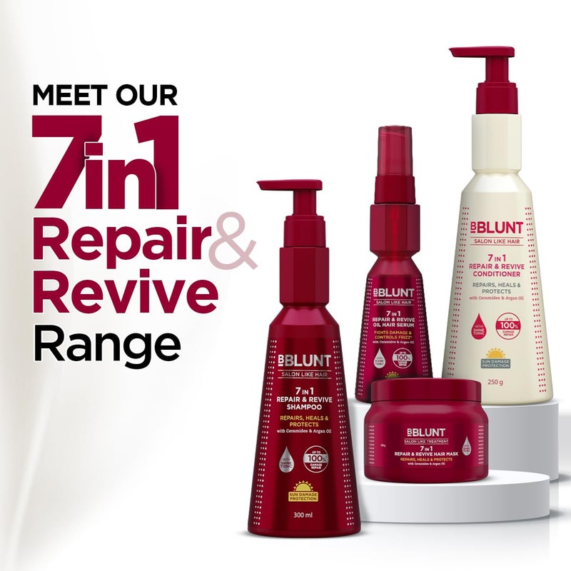 BBlunt 7 in 1 Repair  Revive Hair Combo  Shampoo  Conditioner  Hair Mask  Adresses 7 Signs of Hair Damage  Enriched with Ceramides  Argan Oil  For Men  Women  300 ml  250 g  250 g - Image 2