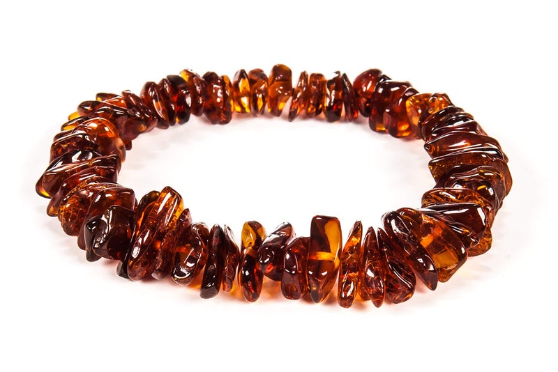 AMBERAGE Natural Baltic Amber Bracelet for Adults (Women/Men) - Hand made From Polished/Certified Baltic Amber Beads(4 Colors) (COGNAC) - Image 1