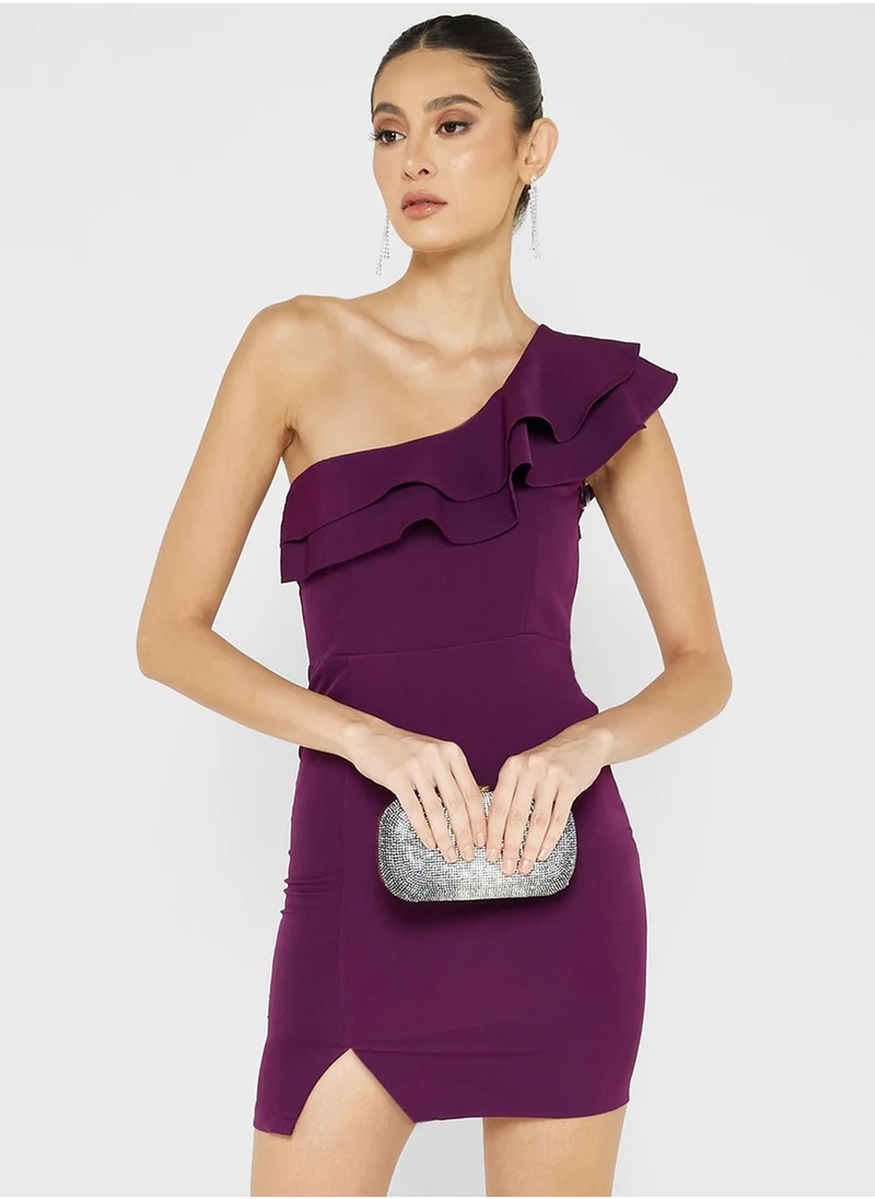 Ella Limited Edition One Shouldered Ruffle Detail Bodycon Dress