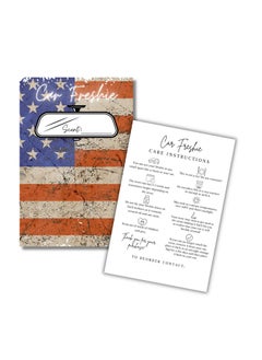 Lashicorn Car Freshie Insert Cards | 50 Pk 4X6” American Flag Patriotic Manly, Fits In 5X7” For Holographic Bags Freshie Scent Label Care Instruction Cardstock  - Image 1