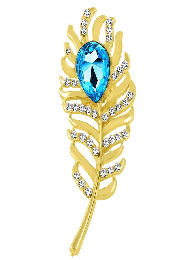 Okos Gold Plated Men'S Jewellery Combo Of 3 Alloy Tie Pins, 1 Cufflinks, 2 Indo Western Lapel Pin Brooch Studded With Multi Colour (Blue;White) Crystal Stones For Girls And Women CO1000392 - Image 4
