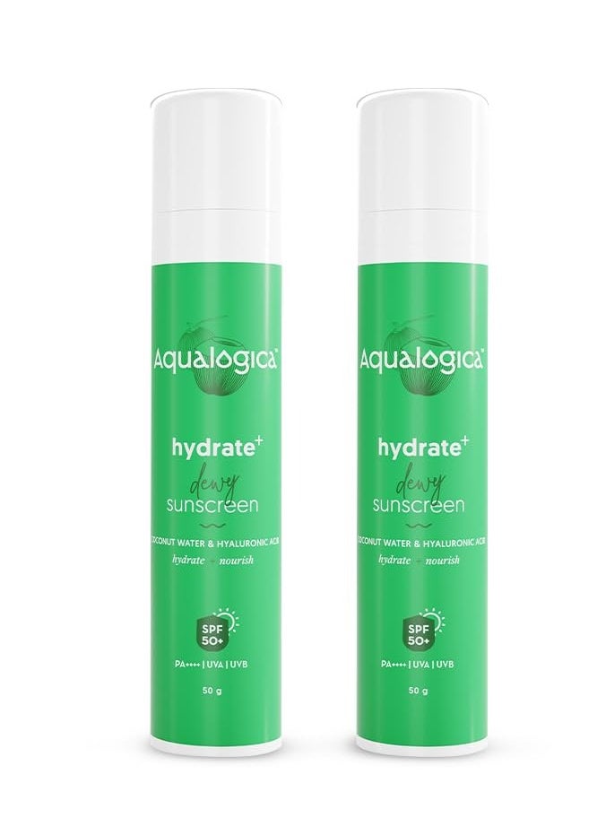 Aqualogica - Aqualogica Sunscreen with Coconut Water Hyaluronic Acid with SPF 50 Pack of 2 50g - Image 1
