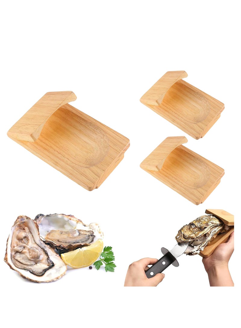 Suntown Oyster Shucking Clamp, Shucker Tool Wood Oyster Holder, Opener Shucking Block, Wooden Seafood Shucking Clip, Z-shaped Design, Multifunctional Tool, for Kitchen Home Outdoor Barbecue Camping (3PCS) - Image 1
