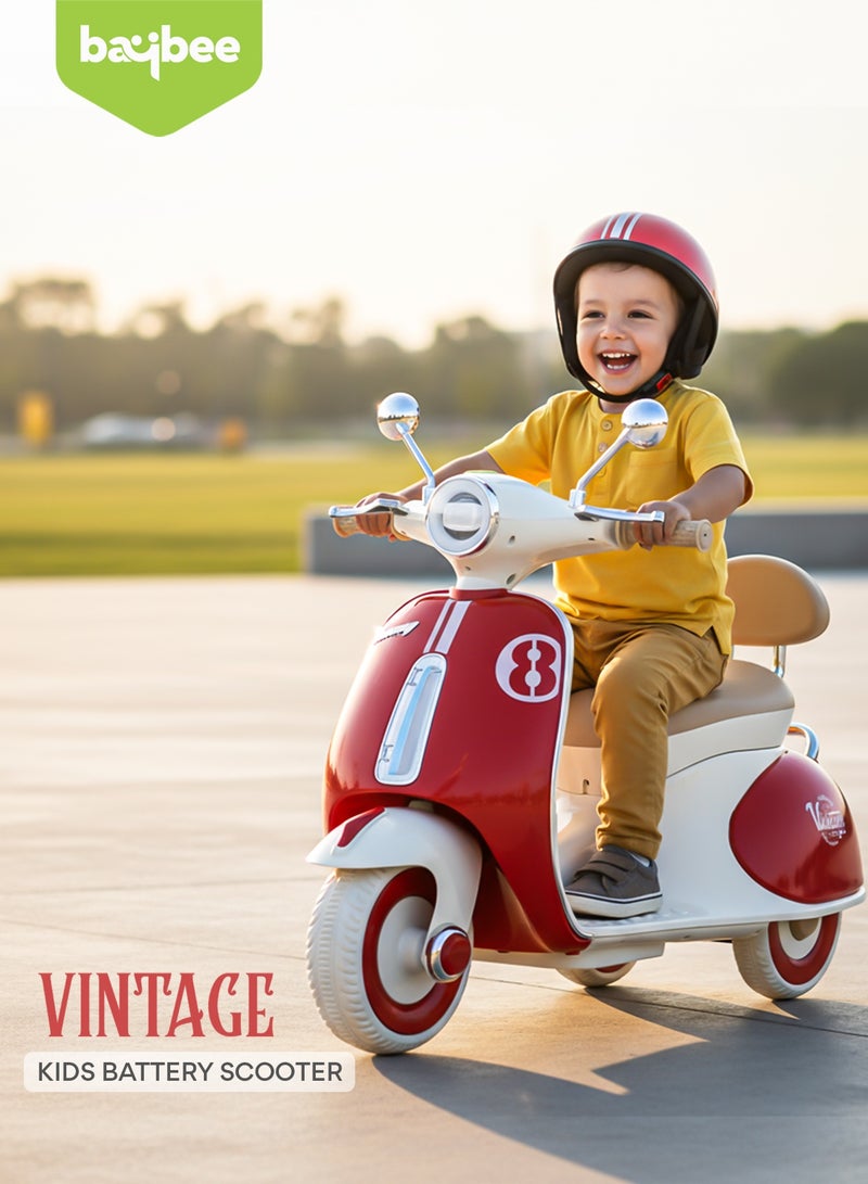 بيبي دراجة فيسبا تعمل بالبطارية للأطفال، لعبة ركوب على شكل دراجة وسكوتر للأطفال مزودة بالأضواء والموسيقى، دراجة أطفال ببطارية قابلة لإعادة الشحن، دراجة كهربائية للأطفال للقيادة من عمر 1 إلى 3 سنوات للأولاد والبنات – اللون الأحمر. - Image 3