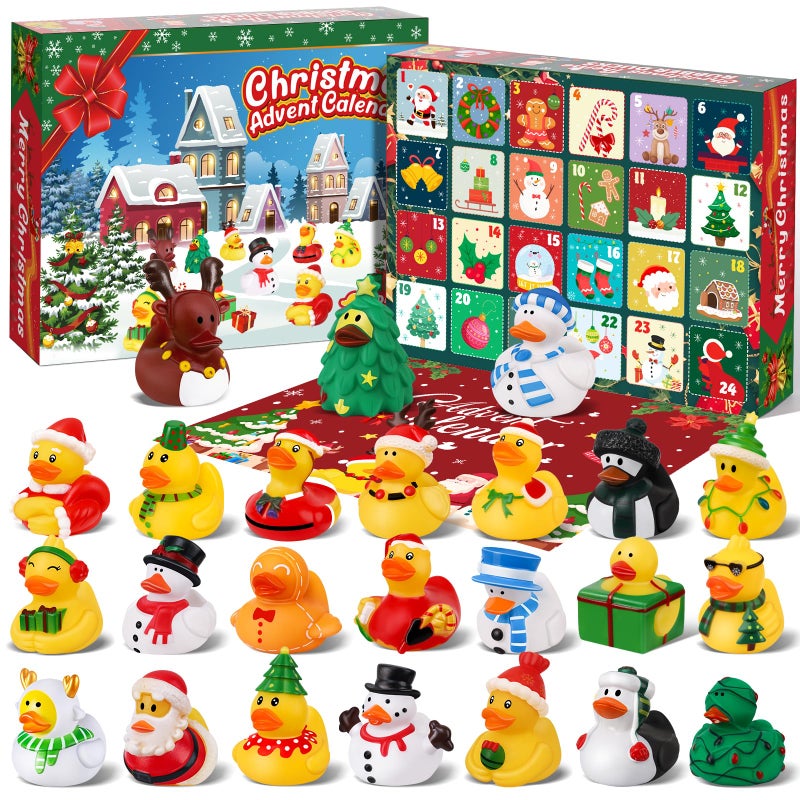 ANGGIKO 2025 Advent Calendar Christmas Rubber Ducks 24 Days Ducks Countdown Gift for Kids Boys Girls Christmas Goodie Bag Stuffers Party Favor Gifts for Toddlers Rubber Ducky Bath Toys Baby Showers - Image 2