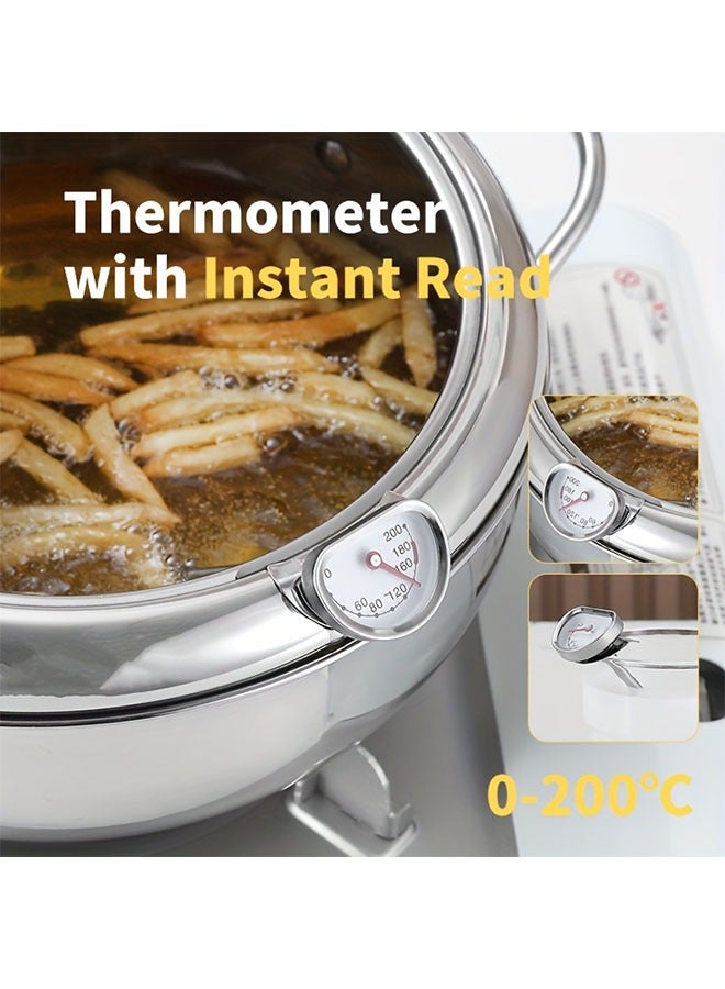 HOMESTAR Deep Fryer Pot, Frying Pot 304 Stainless Steel Small Deep Fryer with Thermometer,Lid And Oil Drip Drainer Rack for French Fries Shrimp Chicken Wings and Shrimp - Image 3