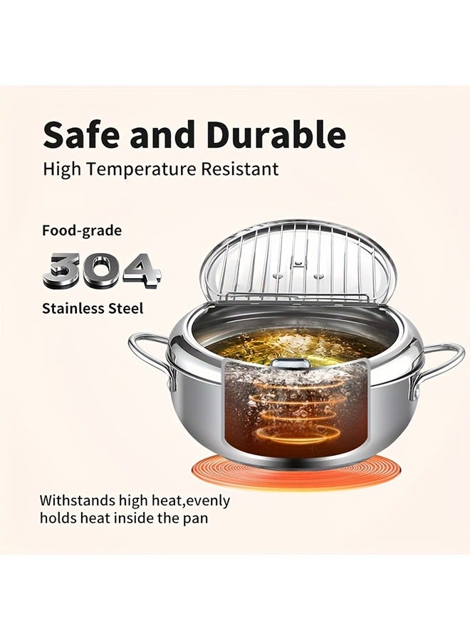 HOMESTAR Deep Fryer Pot, Frying Pot 304 Stainless Steel Small Deep Fryer with Thermometer,Lid And Oil Drip Drainer Rack for French Fries Shrimp Chicken Wings and Shrimp - Image 4